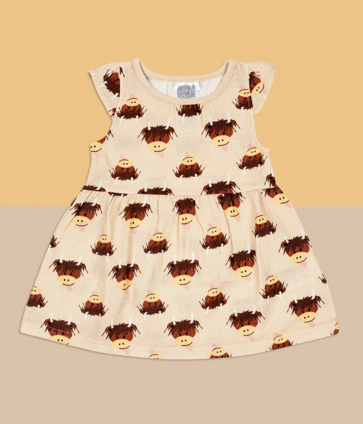 Junior Neutral Highland Cow Summer Dress - Image 4