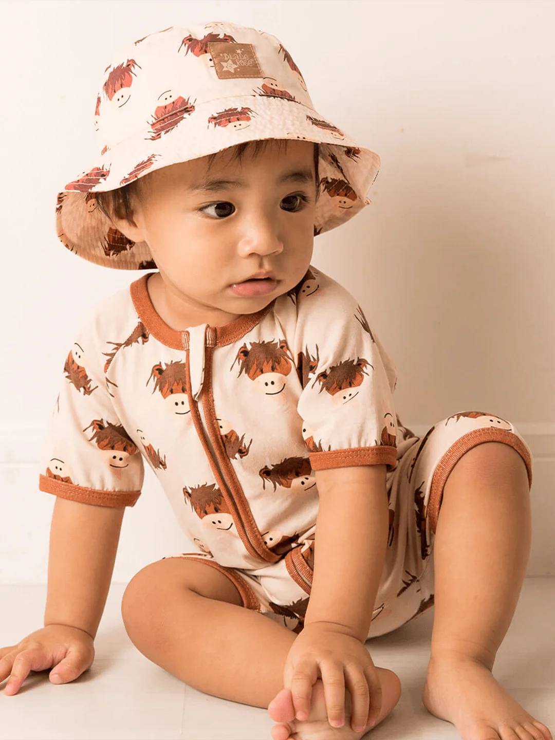 Neutral Highland Cow Summer Romper Playsuit - Image 3