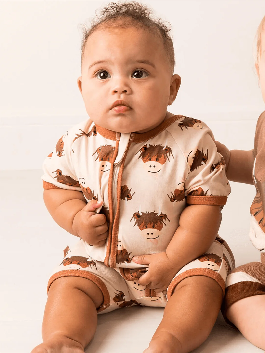 Neutral Highland Cow Summer Romper Playsuit - Image 4