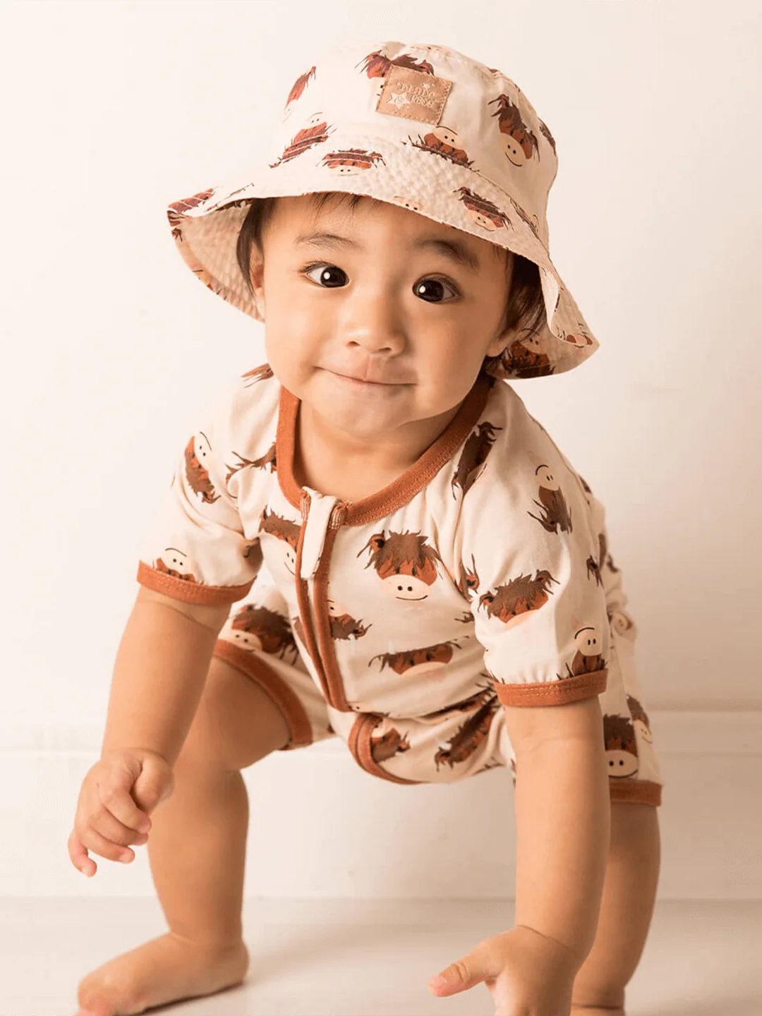 Neutral Highland Cow Summer Romper Playsuit - Image 5