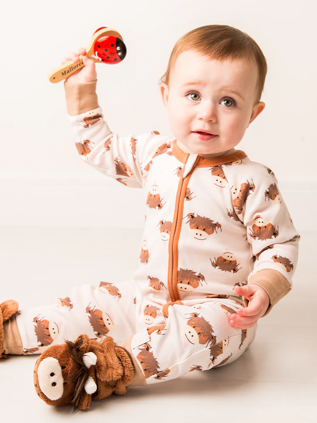 Neutral Highland Cow Romper Playsuit - Image 3