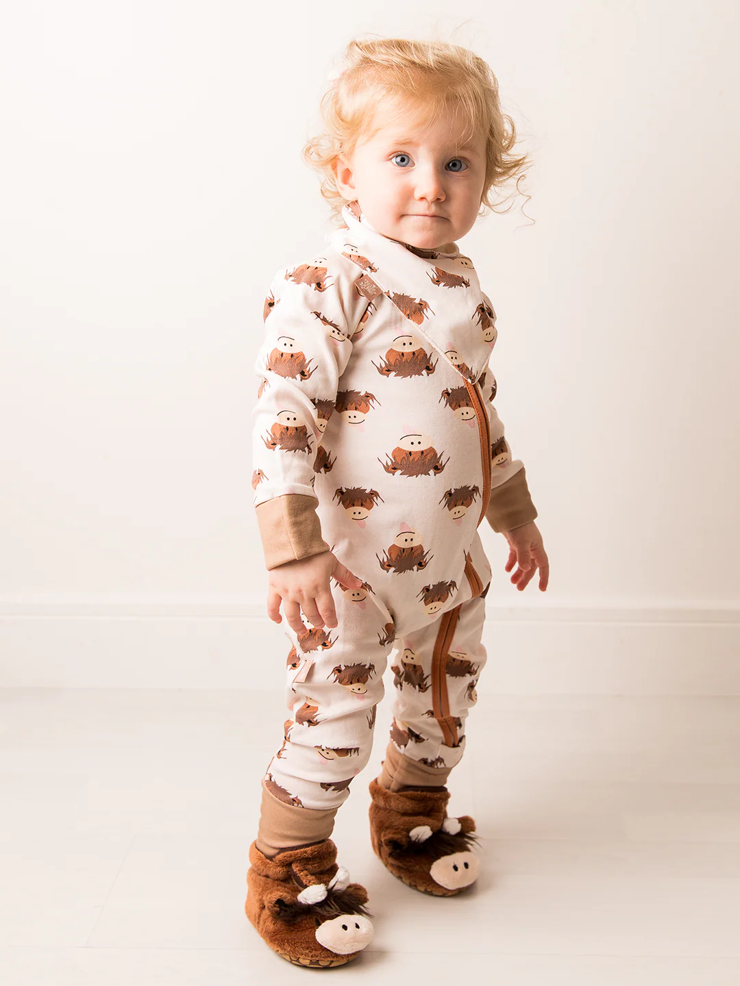 Neutral Highland Cow Romper Playsuit - Image 4