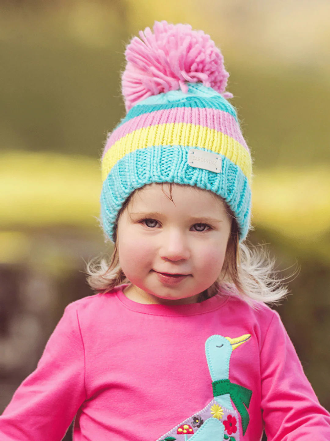 Pastel-Striped Bobble Hat - Image 3